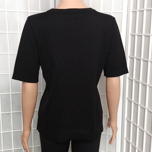 Michael Kors Short-Sleeve Sweater Top – Black – Studded Logo – L – NWT - Picture 4 of 11